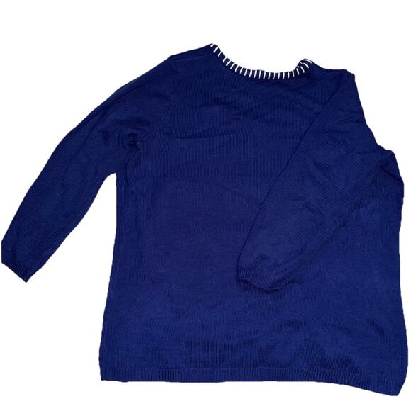 VTG Christmas Snowman White Stag Sweater Womens 3XL‎ 22W Blue Snowflake Holiday - Picture 2 of 7